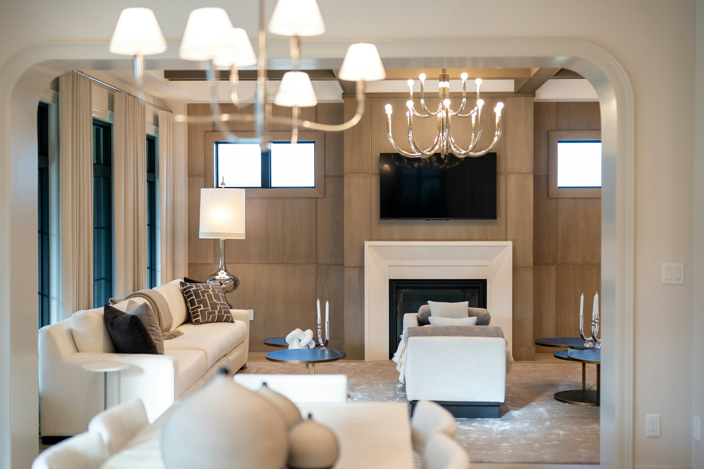 Living room through an archway